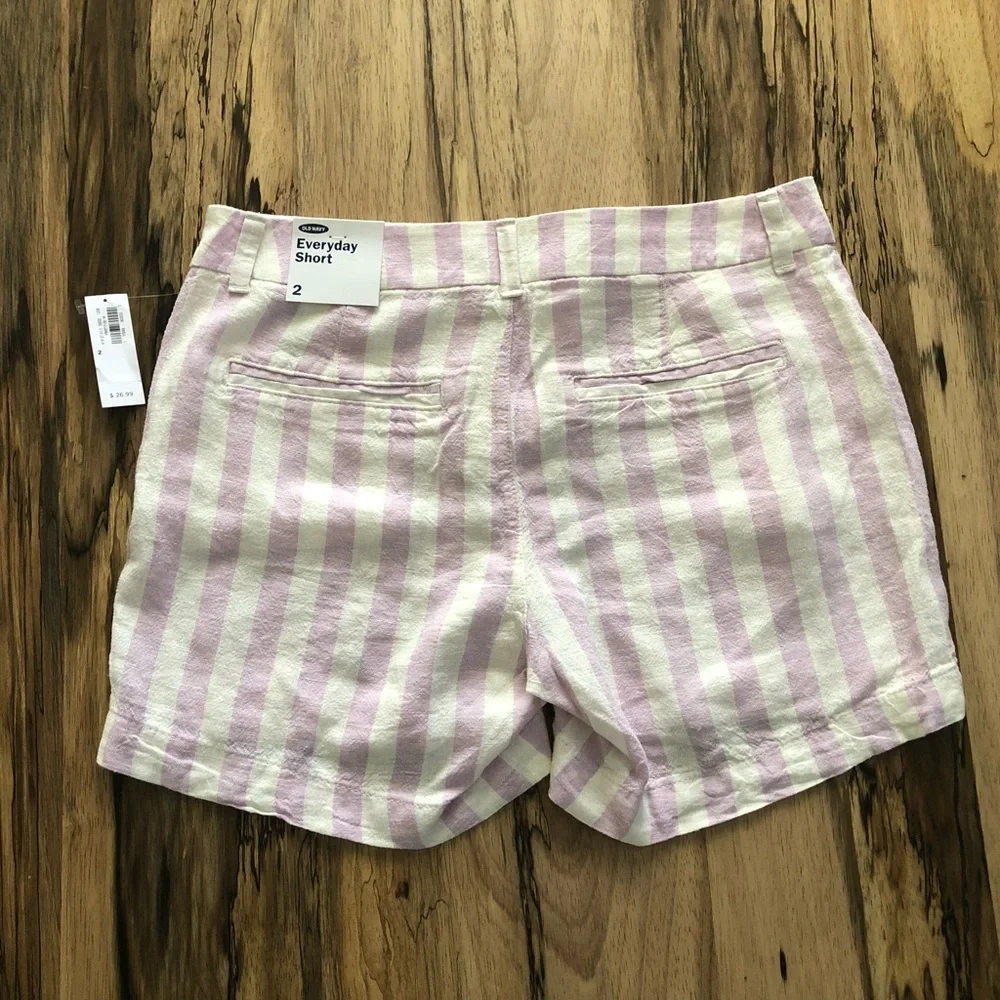 Old Navy Pink and White Linen Blend Shorts - Picture 3 of 6